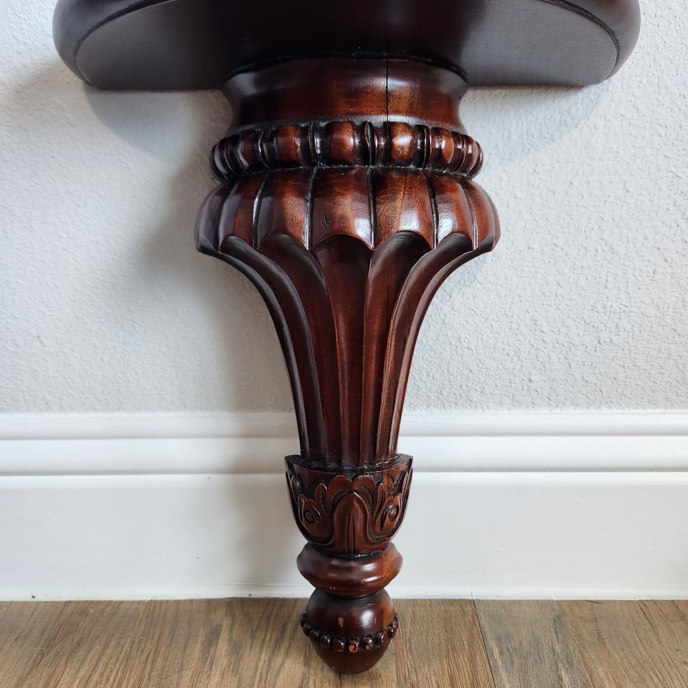 Vintage Florentine Style Dark Mahogany Solid Wood Hanging Wall‎ Shelf Sconce - Picture 3 of 15